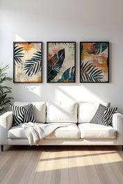 Wallity Huhu468S Pintura Decorativa en MDF con Marcos de Madera (3 Piezas, 20 x 30 cm)